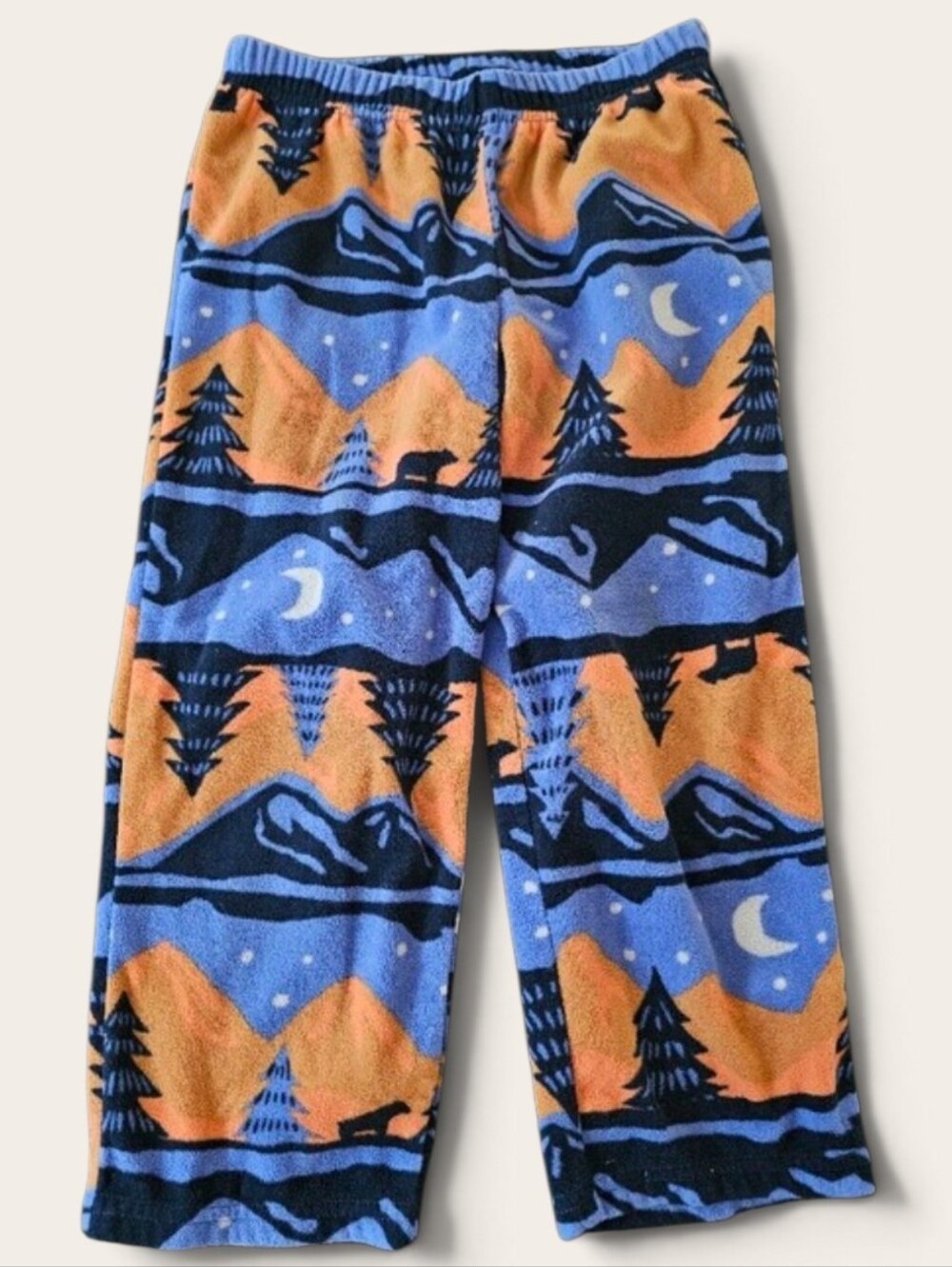 Kids Blue & Orange Mountain Night Pajama Pants